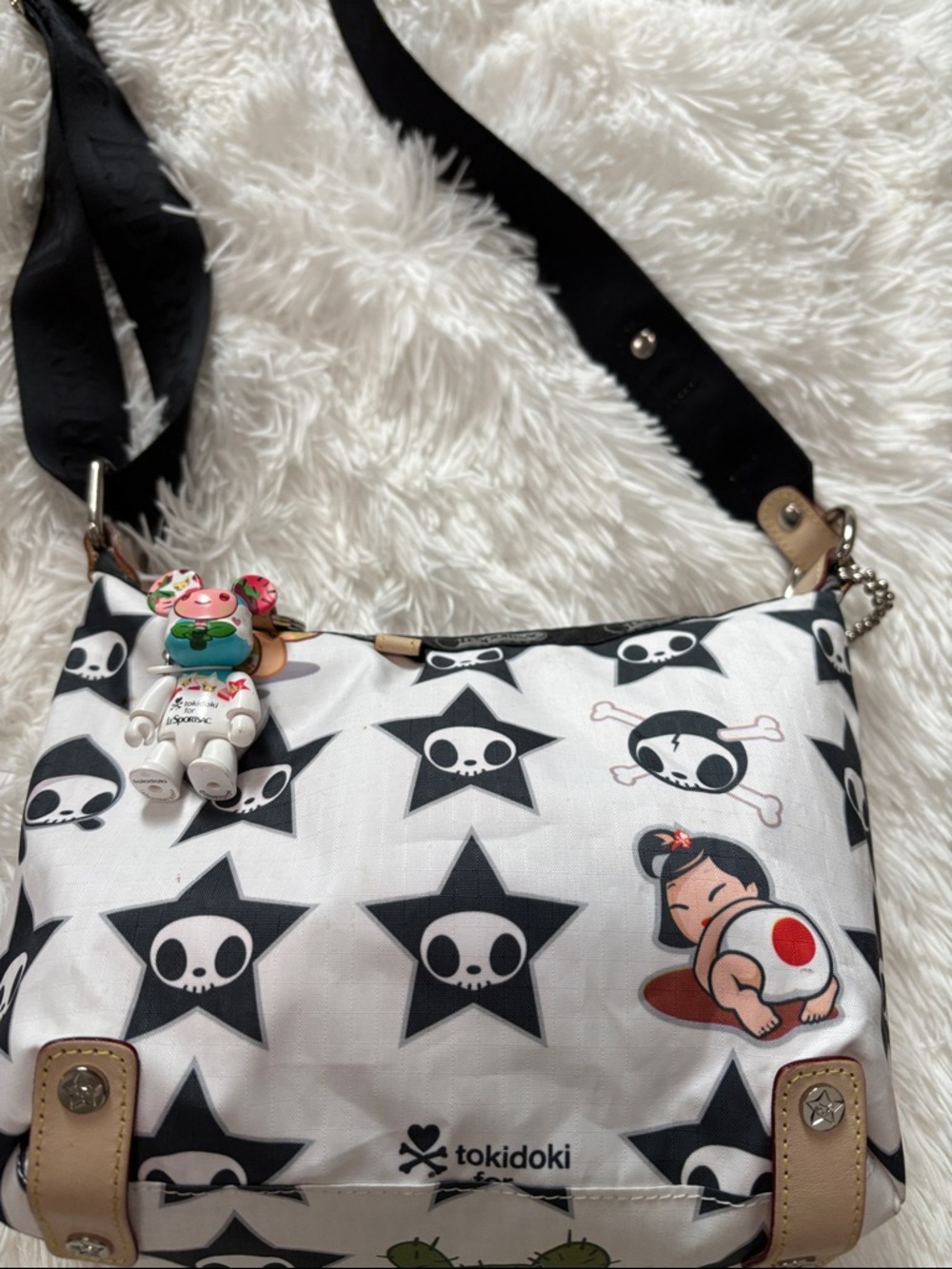 tokidoki Black & White Star Skull Crossbody with Character Charm